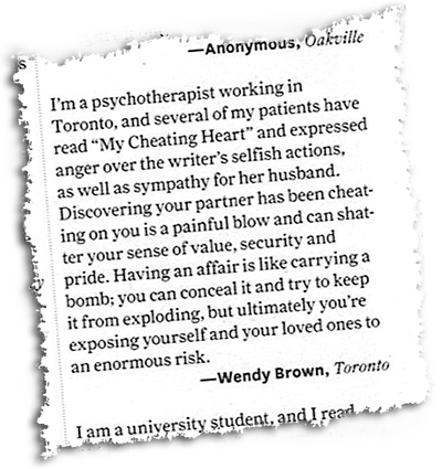 Toronto Life, April 2013, Letter to the Editor, by Wendy Brown
